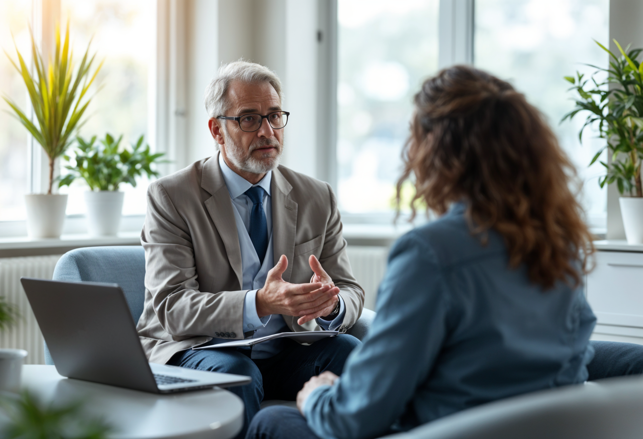 psychiatrist talking to a patient