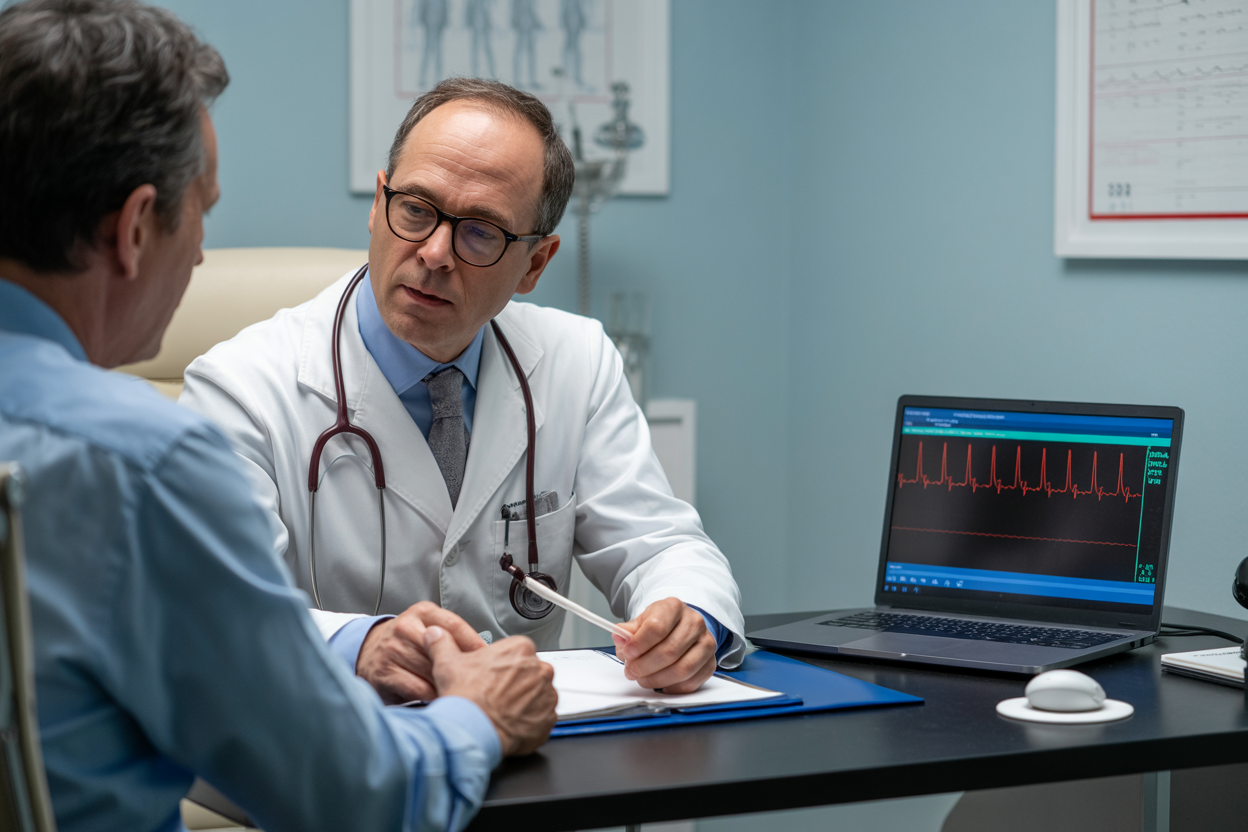 cardiologist having a patient in his office