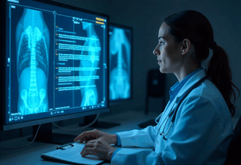 Pic2 AI medical scribe for orthopedic doctors generating structured notes during patient consultation.