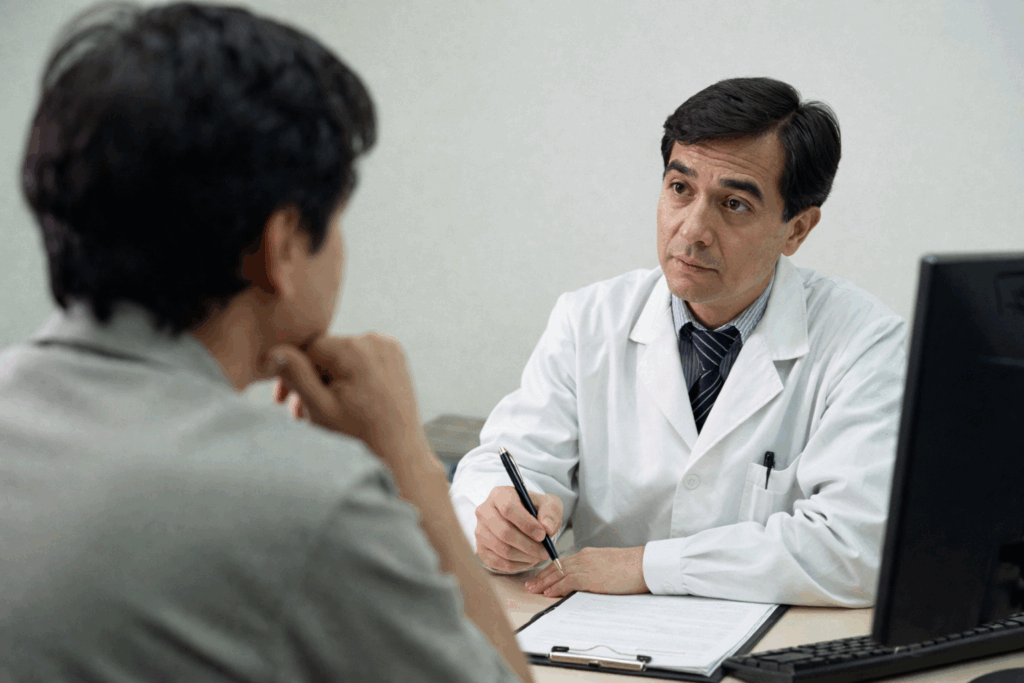 Patient asking questions about real-time AI medical scribing