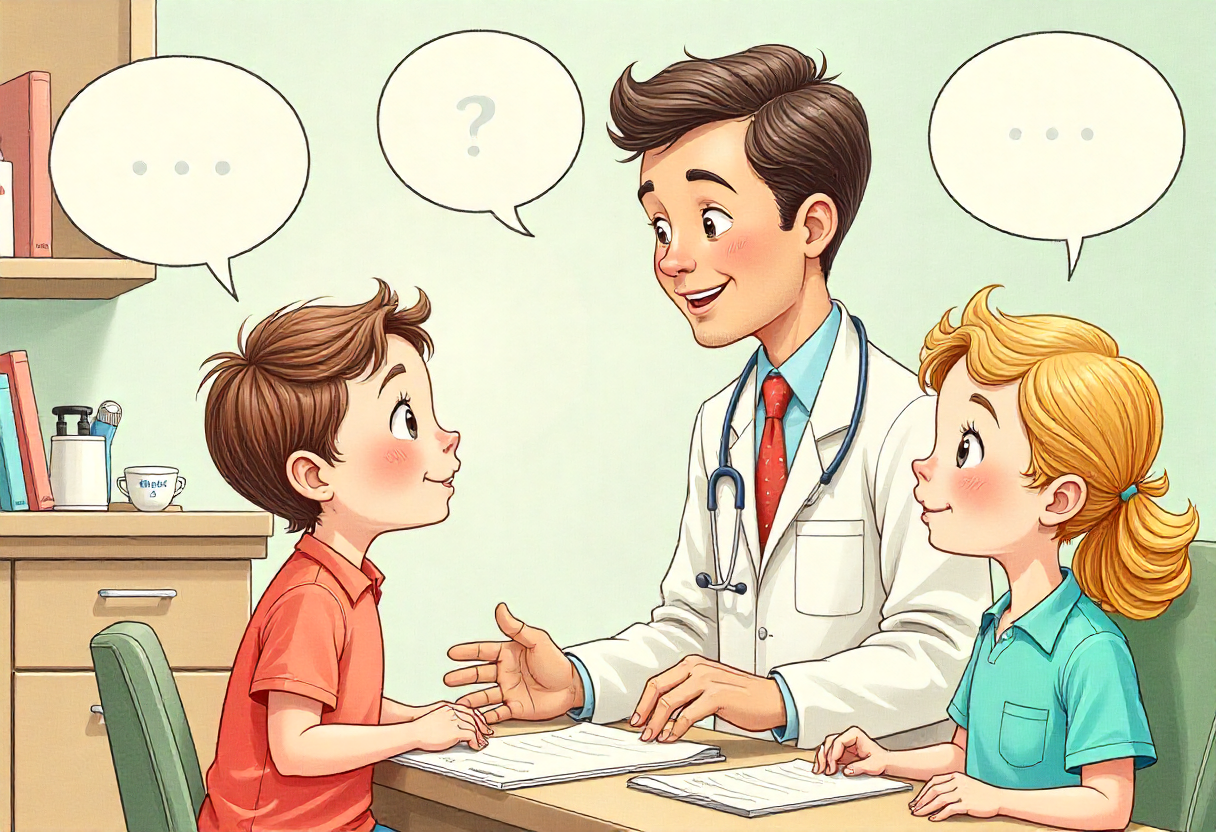 Patient asking questions about AI medical documentation during a clinic visit.