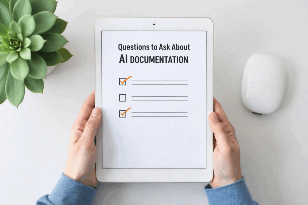 Patient checklist for understanding AI-assisted medical documentation.