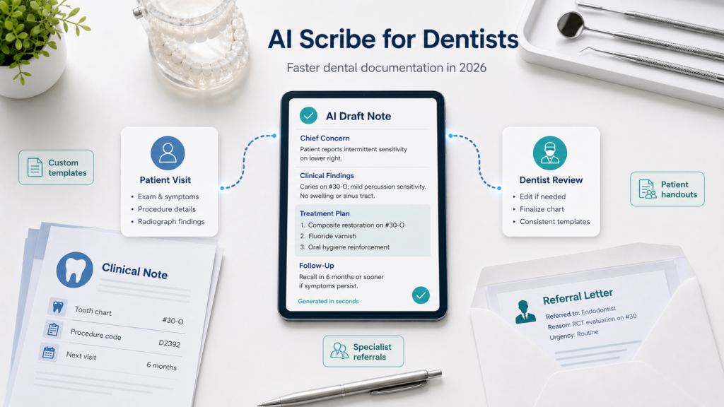 Infographie sur l'IA scribe pour les dentistes