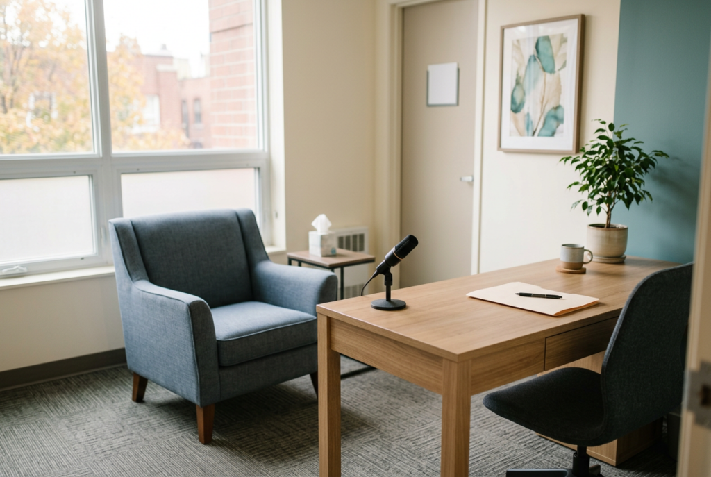 Private consultation room prepared for AI scribe patient consent conversation
